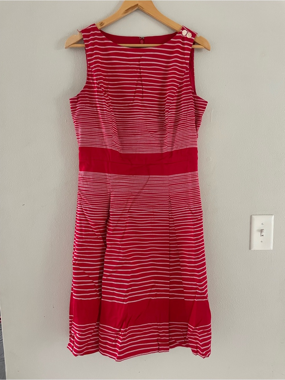 Talbots Red & White Striped Mini Sleeveless Dress